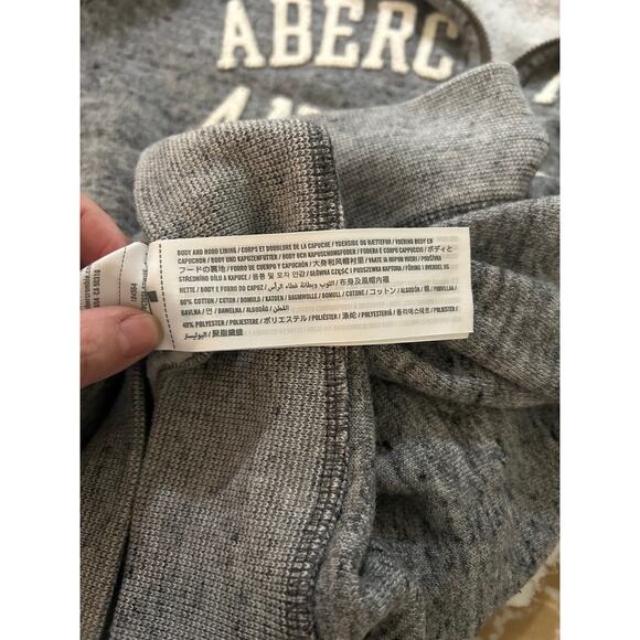 Abercrombie & Fitch Hoodie Full Zip Sweatshirt Grey SZL Y2K Vintage Logo Classic - Picture 8 of 11